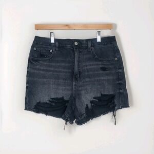 American Eagle Black Distressed‎ Highest Waist '90s Boyfriend Shorts Size 10